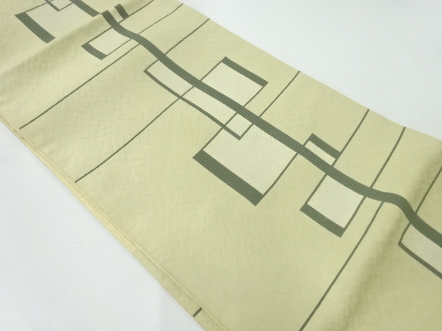 川島織物製　幾何学模様織出し袋帯